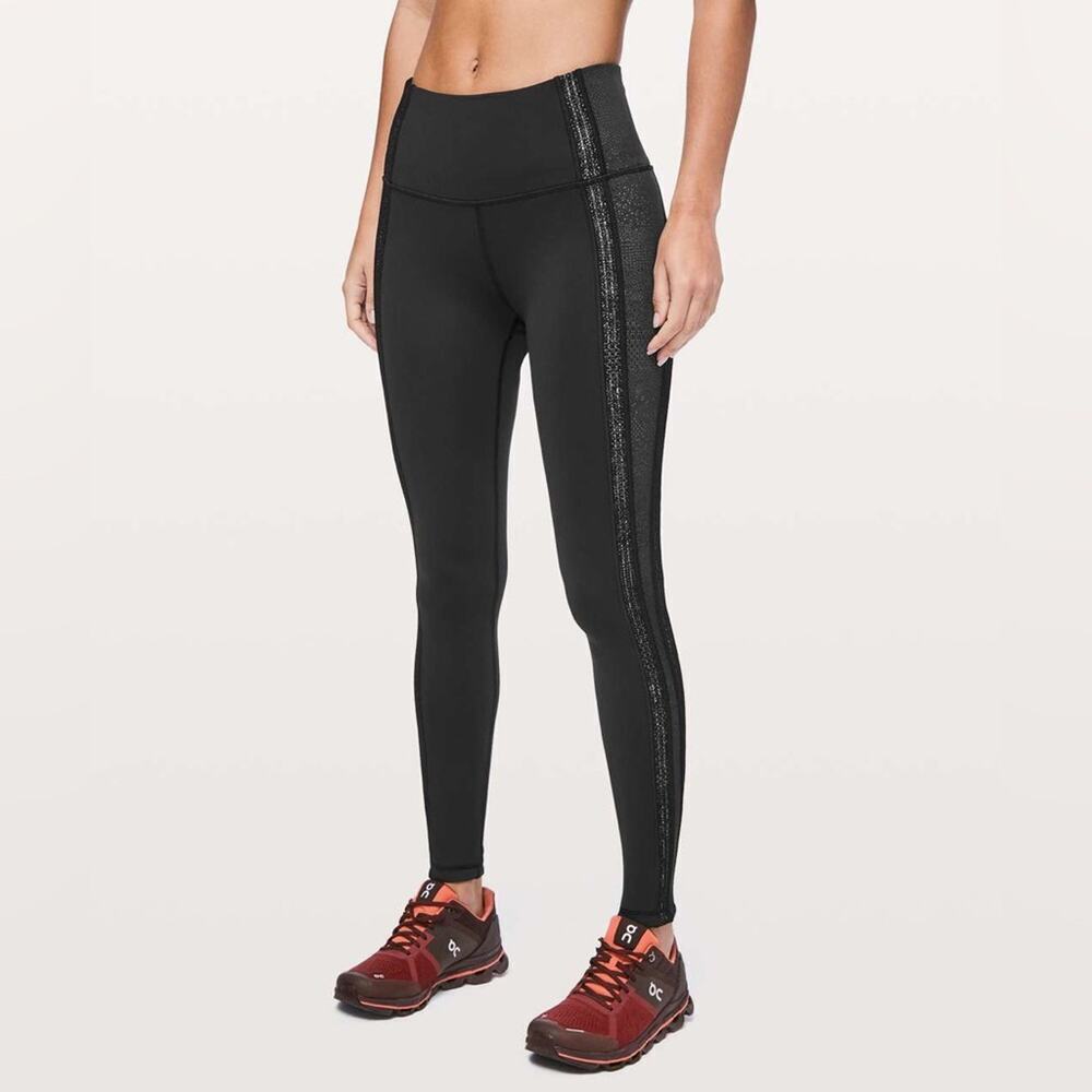 lululemon athletica Black High-Rise Leggings with Side Stripe